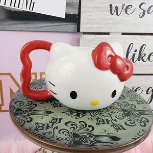 💖 NWT Hello Kitty Face Red & White Ceramic Mug #7251 💖